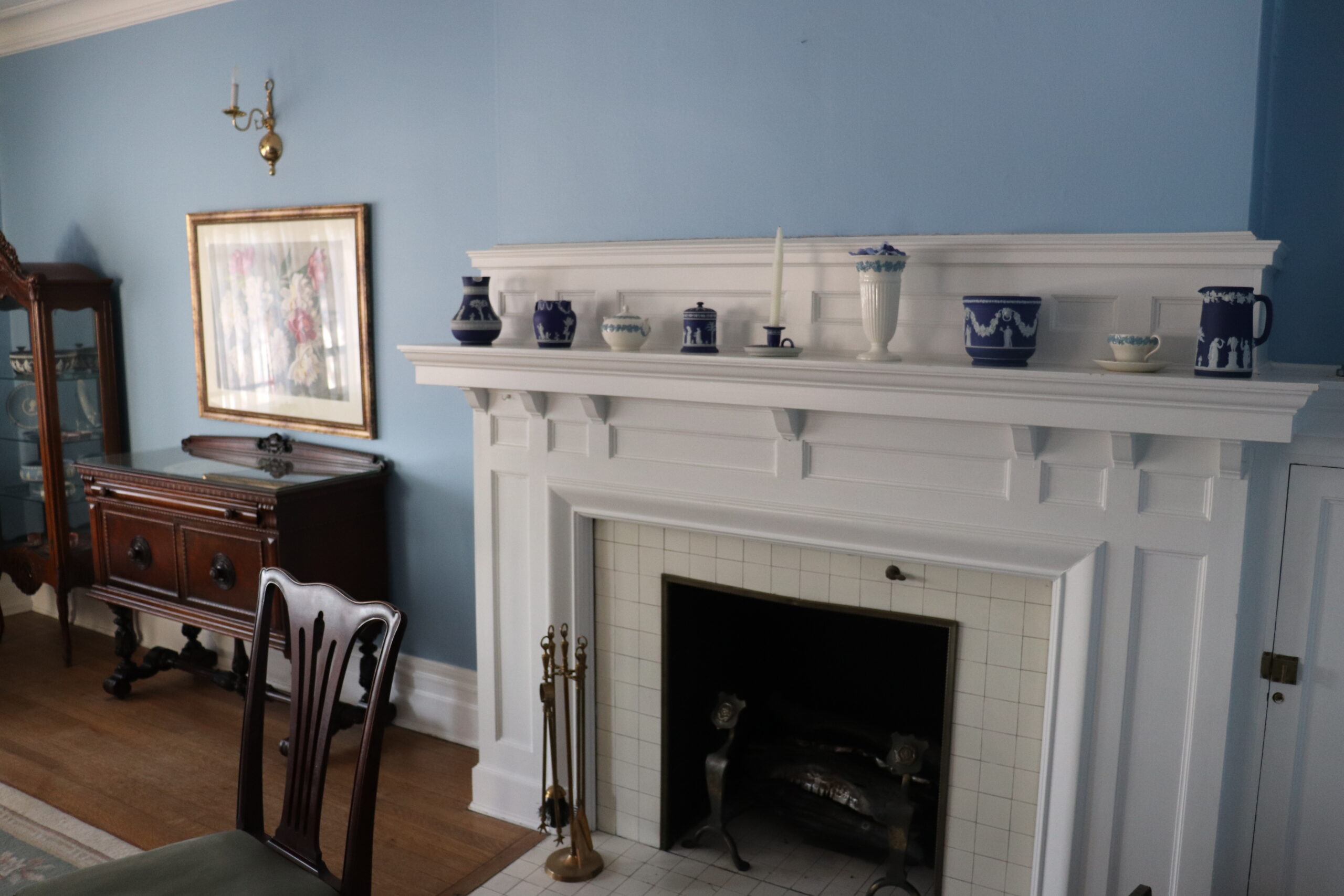 fireplace in dining room